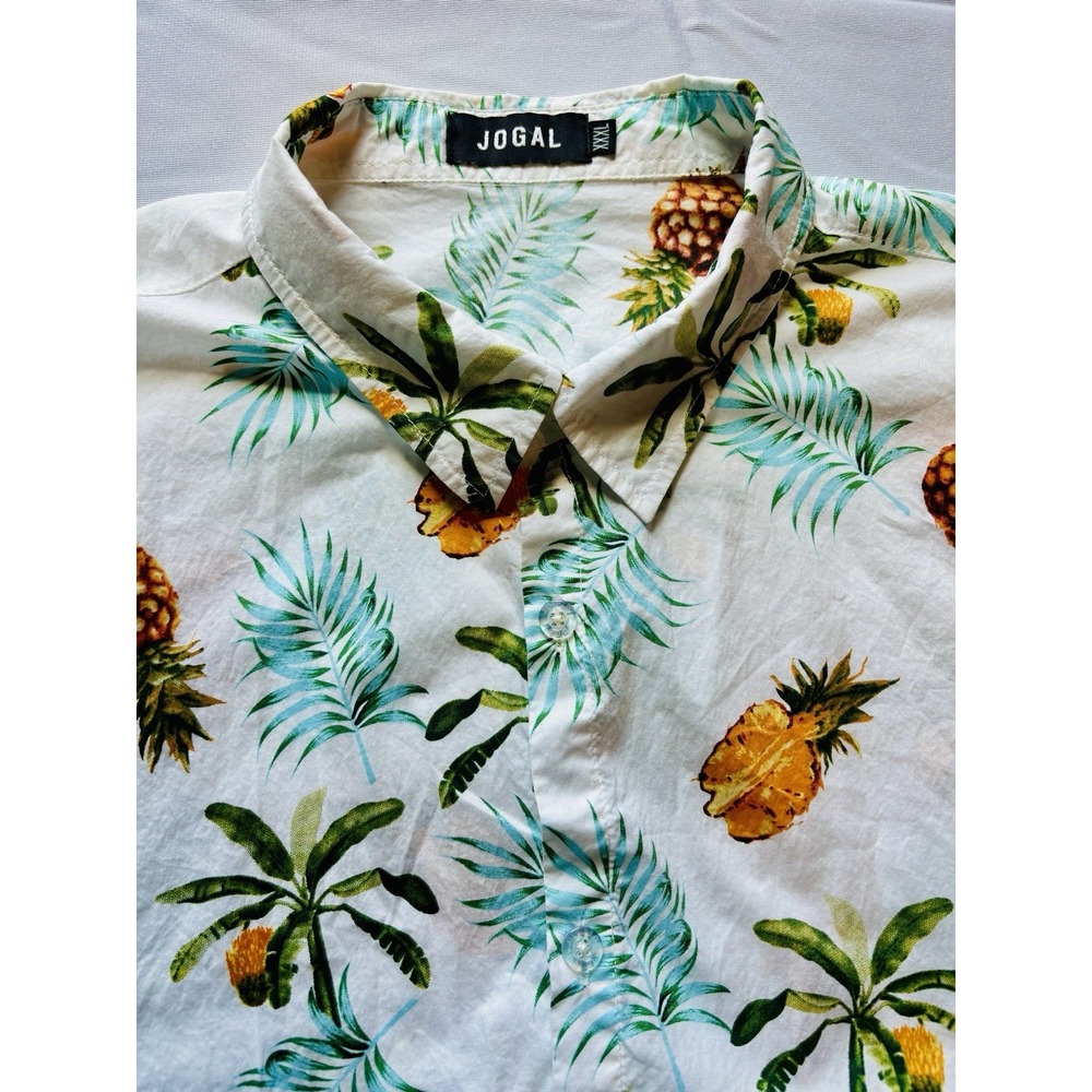 JOGAL Pineapples Hawaiian Button Up Short Sleeve Shirt Men's Size 3XL Multicolor